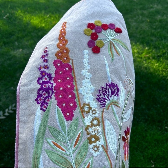 Hand Embroidered Pillow Covers | Floral Design | Set of 2 | 16 x 16 - Picture 3 of 8